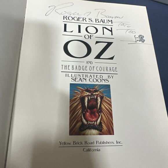 The Lion of Oz and the Badge of Courage by Roger S. Baum 1st Edition Signed - Picture 3 of 7